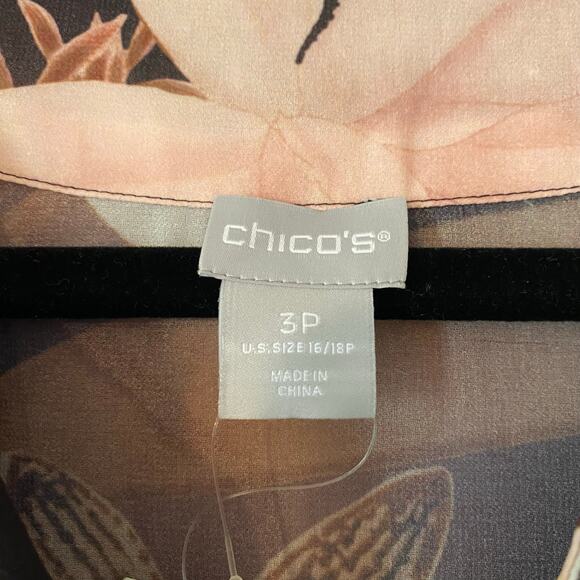 NWT Chico's Women's size 3 Petite / 16/ 18 Embellished Tunic Beaded Floral Flowy - Picture 2 of 11